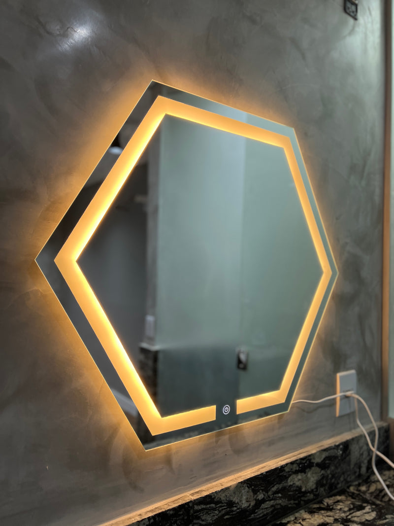 Espelho Hexagonal LED Jateado