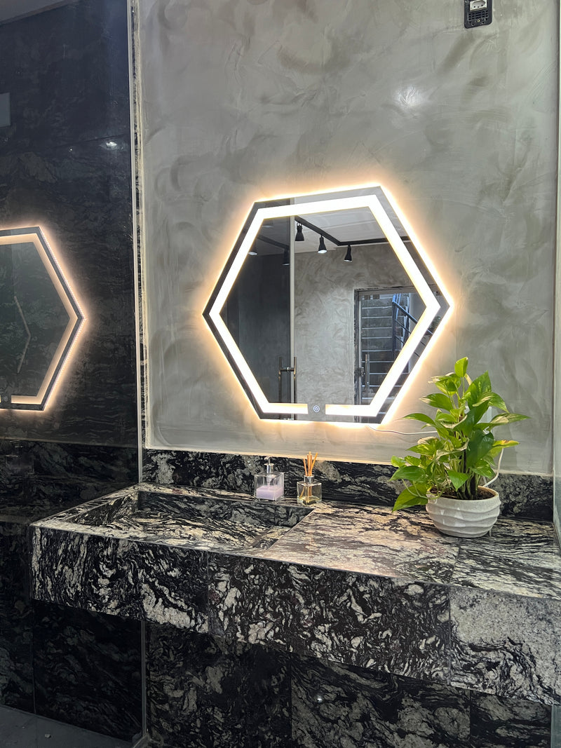 Espelho Hexagonal LED Jateado