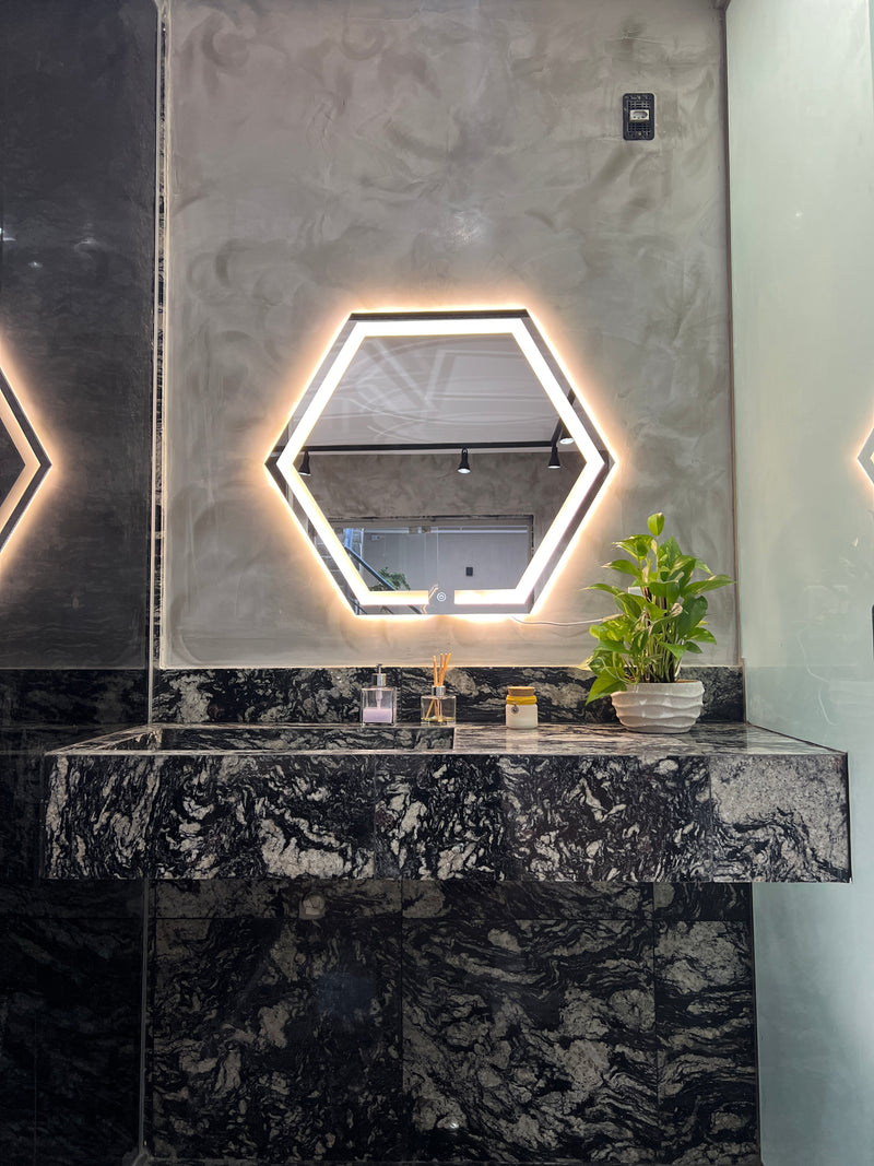 Espelho Hexagonal LED Jateado