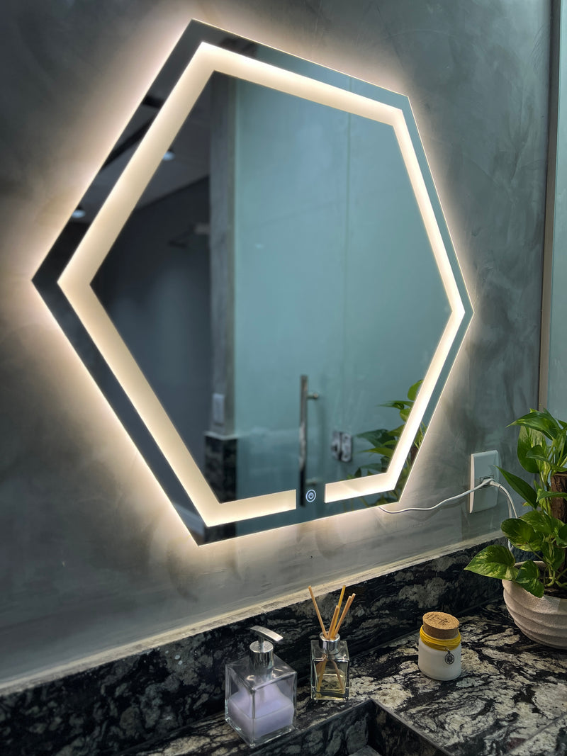 Espelho Hexagonal LED Jateado