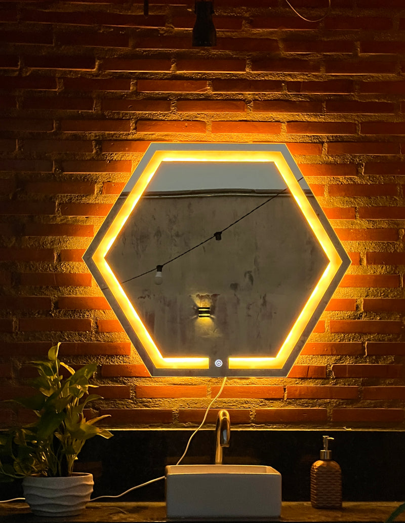 Espelho Hexagonal LED Jateado